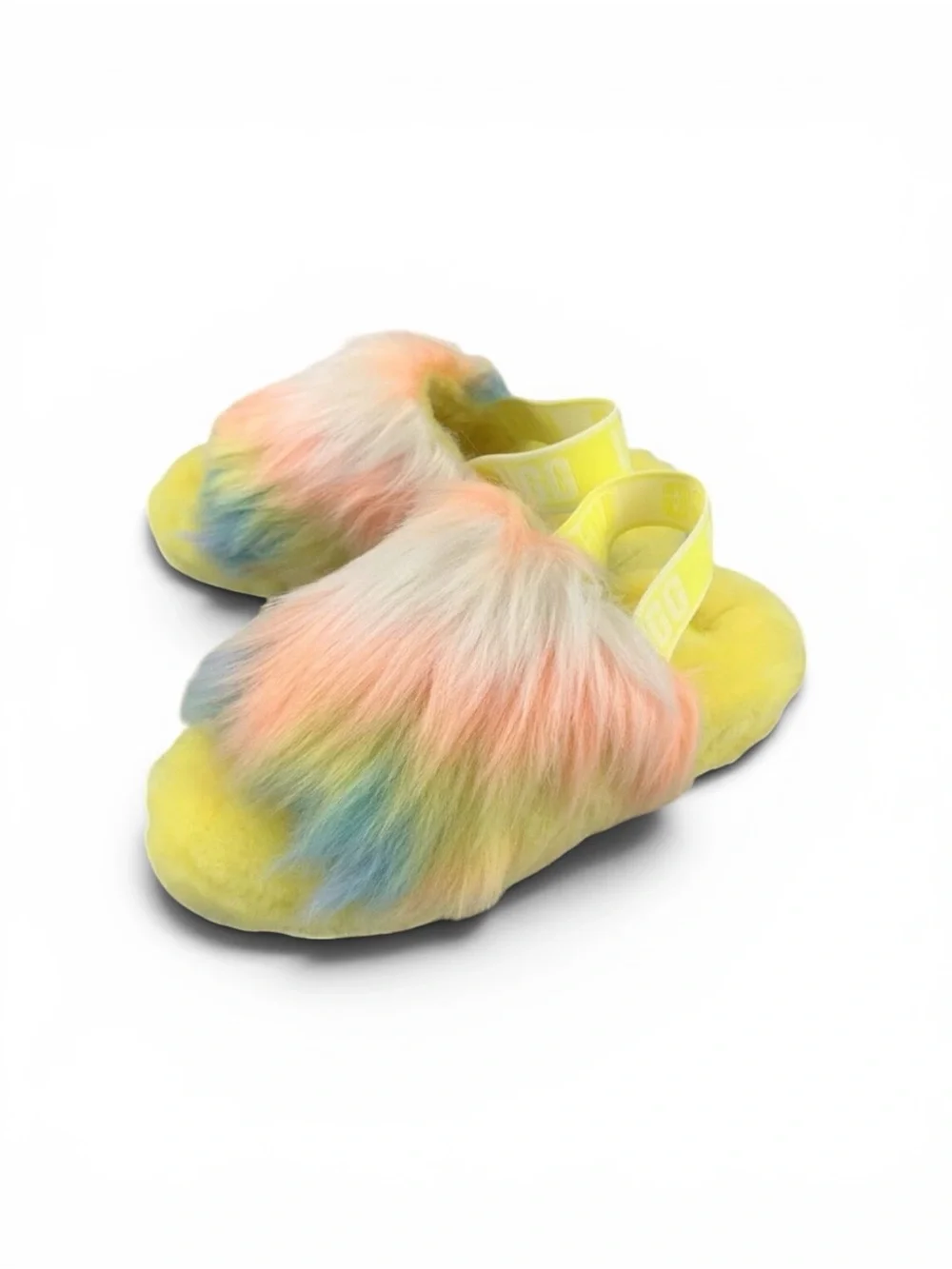 UGG FLUFF YEAH  MARGARITA TIE DYE SHEEPSKIN PLATFORM SLIPPER SLIDES SIZE 10